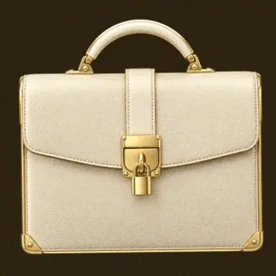 Locked leather briefcase — Simsinos